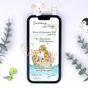Digitale Einladung Taufe Arche Noah personalisiert|Selbstdruck|VerschickenbWhatsapp|Taufe|Karte|Einladungskarte|Datei|JPG|eCard|Tauffeier