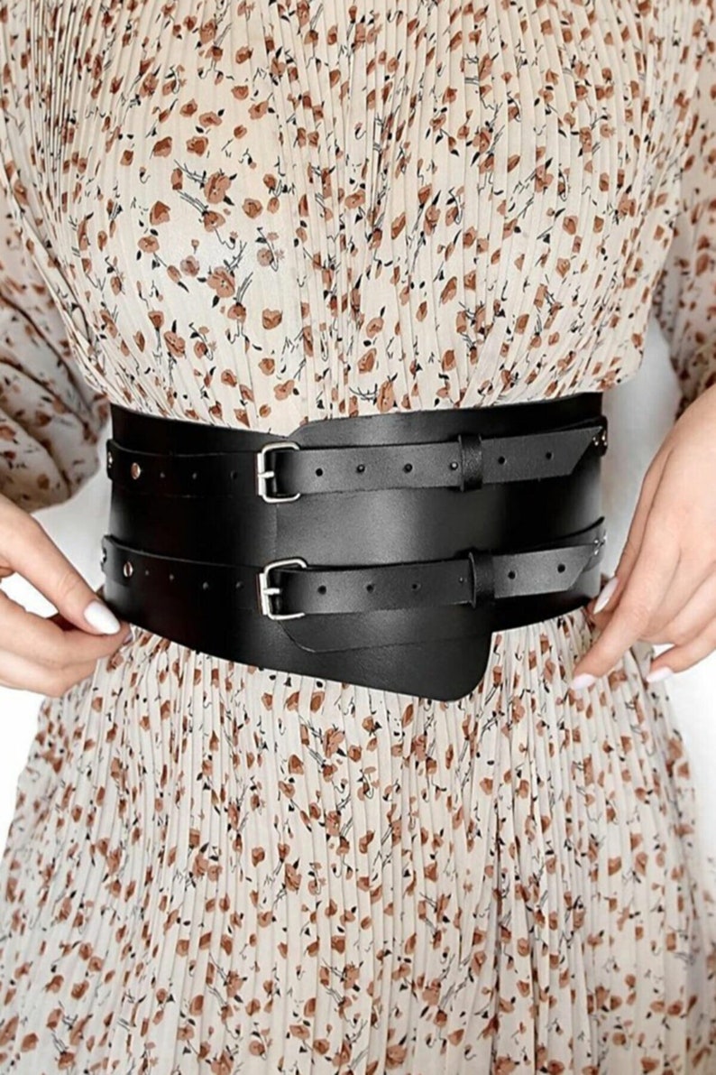 Black Leather Corset Waist Belt on Women Jacket and Dress - Etsy