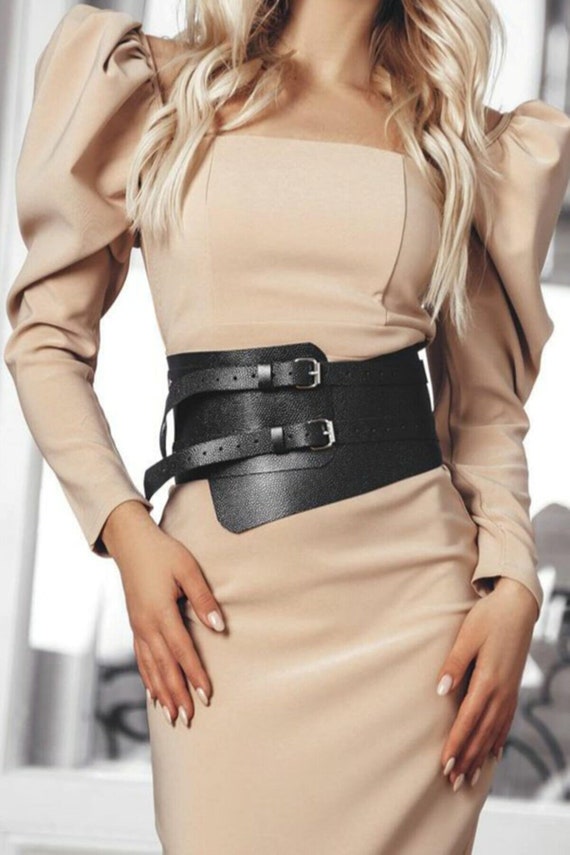 Black Leather Corset Waist Belt on Women Jacket and Dress, Adjustable Leather  Corset Over Dress -  Ireland