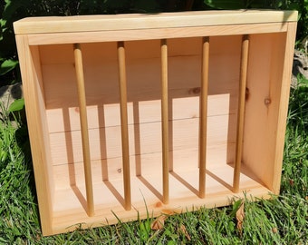 XL Mounted Hay Feeder for Rabbits & Guinea Pigs, Dowel Rod Hay Rack, Bunny Wood Hay Box Made with Kiln-Dried Pine, Made in Canada