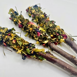 Floral-Dipped "Peppermint Apple Sticks" for Rabbits, A Christmas-Inspired Treat and Chew, Floral Forage Blend for Small Animals, Guinea Pigs