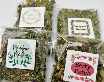Bunny Forage Mix Variety Pack: Organic Herbs & Flowers, Small Animal Sampler