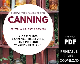 Handwritten Family Recipes- Canning, Preserving, and Pickling. Ephemera Junk Journal Printable Scrapbook Amish Fruit Canning Pickling Pickle