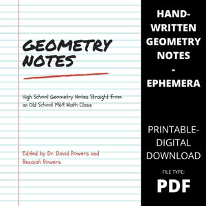 Handwritten Geometry Notes- High School Notes Straight 1969 Math Class. Scrapbook Ephemera Math Printable Algebra Handwritten