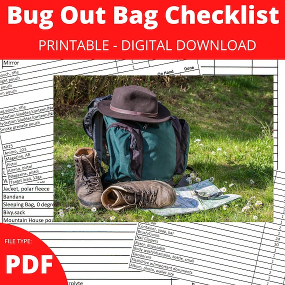 Bug Out Bag Inventory Checklist Bug Out Bag List 2024 (Printable):
