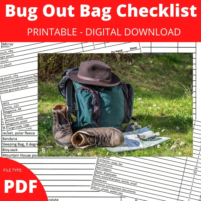 Bug Out Bag Checklist Etsy