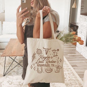 Nashville Bachelorette Bags, Custom Last Rodeo Bachelorette Tote Bags, Western Country Cowgirl Bach Gifts, Disco Cowboy Bachelorette Bags