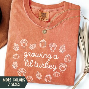 Thanksgiving Pregnancy Announcement Shirt, Fall Pregnant Comfort Colors TShirt, Thankful Pregnancy Reveal Shirt, Autumn Pregnant Reveal Tee