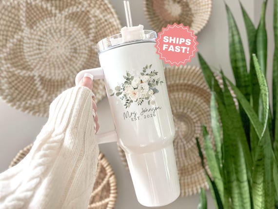 Bride Tumbler, Personalized Gift for Bride to Be, Custom Bridal Shower Gift, Engagement Gift Idea, Future Mrs. Gift, 40 oz Tumbler