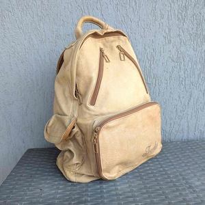Vintage ryggsäck Ryggsäck med metalliskt stödskelett för ryggen / läder / Utmärkt skick / Vandringsväska / Ryggsäck