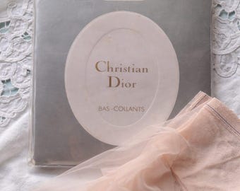 Vintage Christian Dior Pantyhose, Size 9 1/2 , Nacre / Pearl, New Old Stock, Luxury French Tights