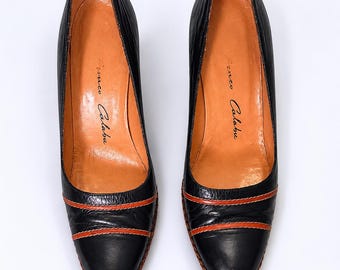 Pure vintage Pumps /Chunky / Clogs / Mule leather / Vintage / Size 36.5 / Pumps