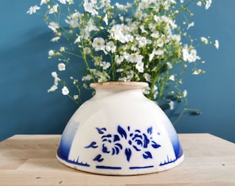 French Vintage café au lait bowl / blue / Kitchen / Collectibles / Colelction / Antique Old bowl / Bol ancien / cuisine ancienne / Campagne