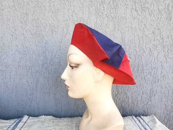 French Vintage Canvas traditional beret / French … - image 6
