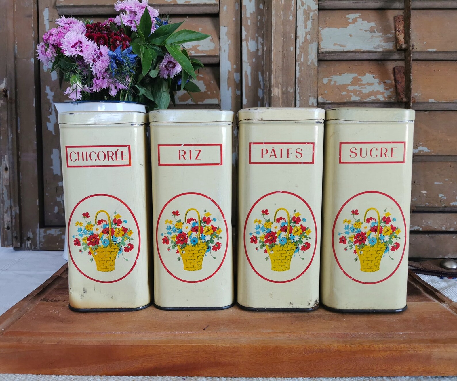 Juego de 4 latas francesas de botes para achicoria / arroz / | Etsy