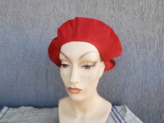 French Vintage Canvas traditional beret / French … - image 3