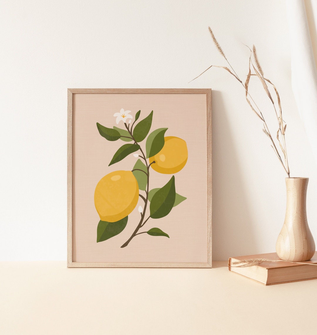 Vintage Lemon Wall Art, Lemon Art Print, Citrus Art, Fruit Art Print