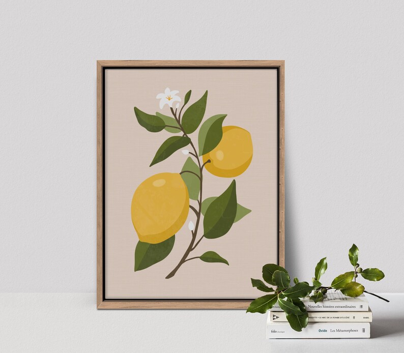 Vintage Lemon Wall Art, Lemon Art Print, Citrus Art, Fruit Art Print