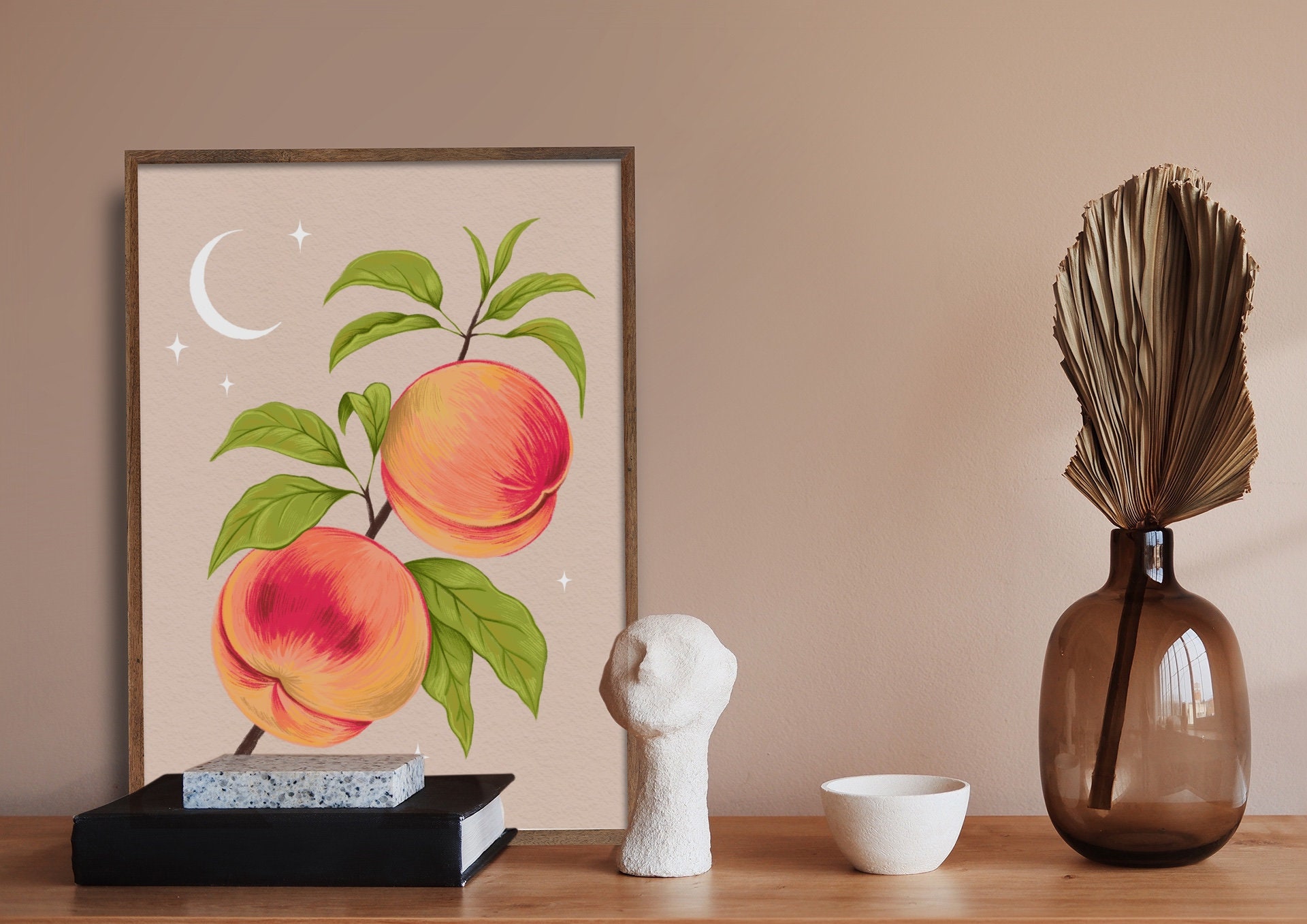 Vintage Peach Wall Art Peach Art Print Peach Botanical Etsy