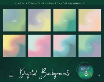 Gradient Digital Backgrounds Bundle | Digital Backdrop | Digital Paper | 5000 x 5000 Pixels  | 1:1 ratio | 300 DPI | 8 color combinations