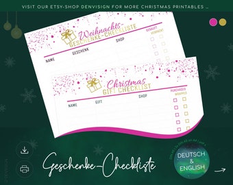 Weihnachts-Geschenke-Checkliste | Christmas Present Checklist | Weihnachten | Christmas | Instant Download | DIN A5