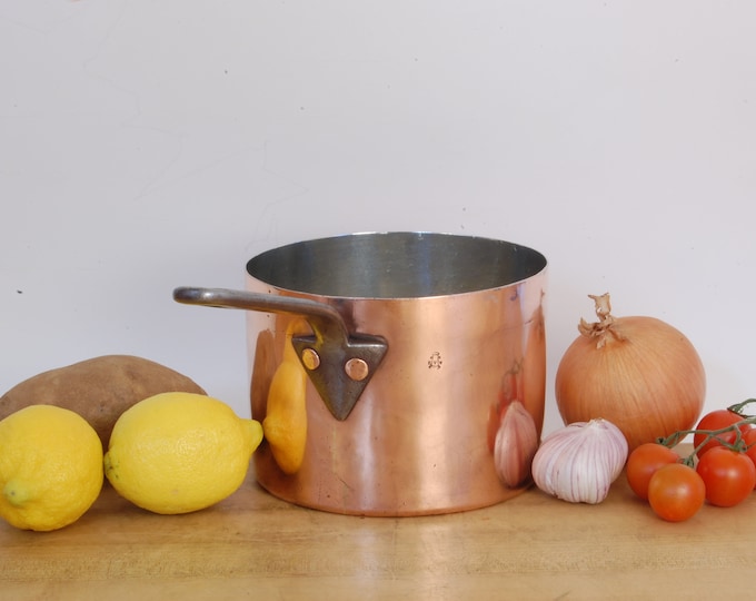 Reserved French Antique Copper 50cm MASSIVE Rondeau Pot Marmite Ragout  Faitout BIG Pan Good Tin Refurbished All Solid Copper Quality Pot