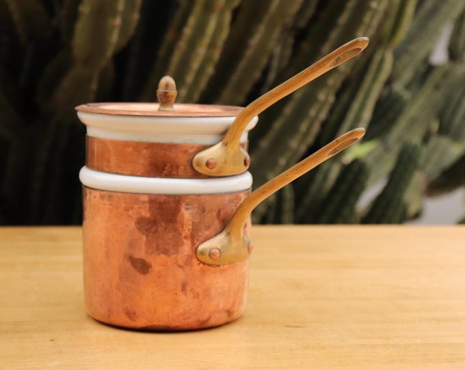 Bain Marie/Double Boiler, Made in France, Hammered, Copper with TIn Lining