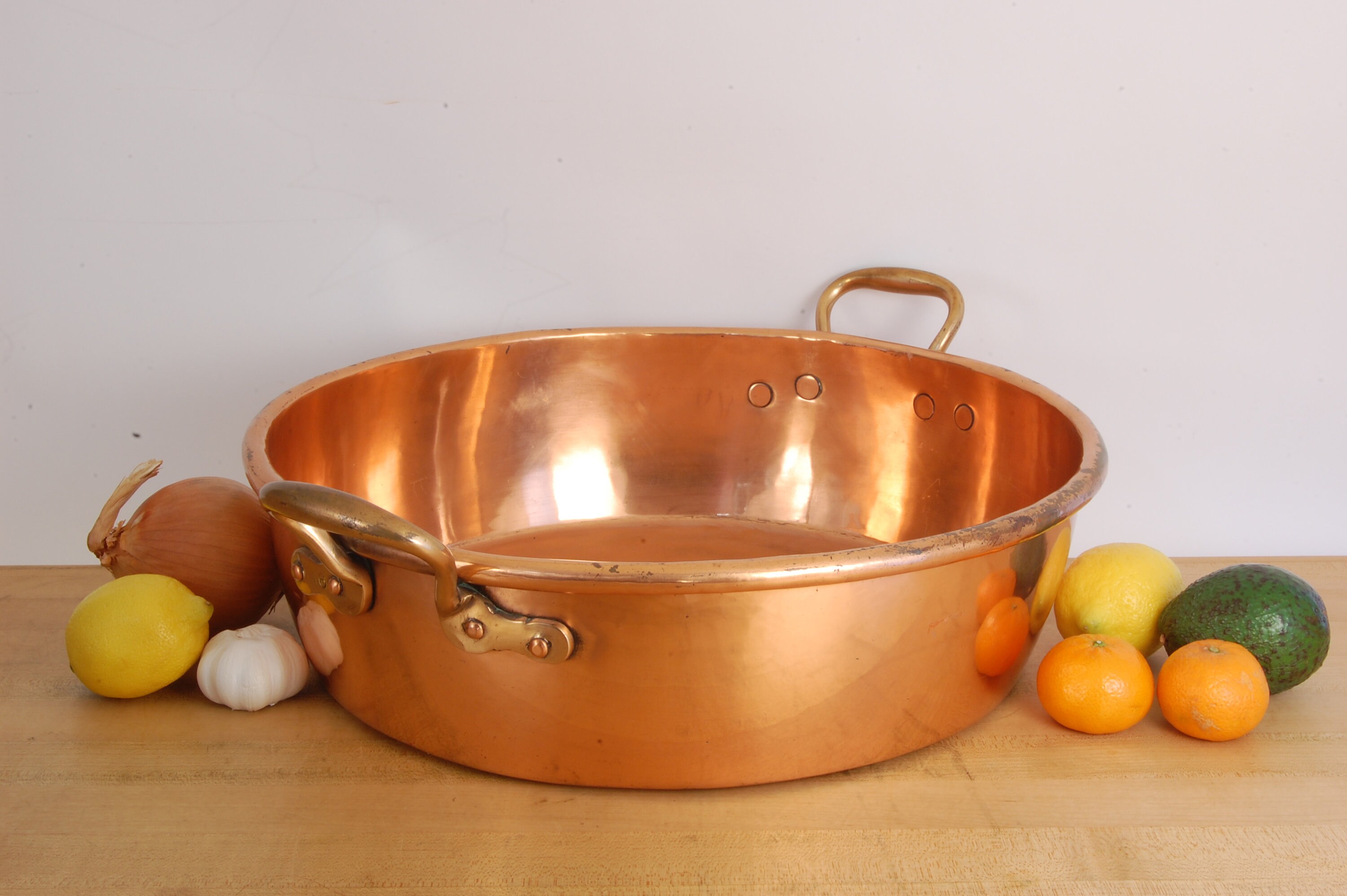 NEW TIN 161/2 Initialed Vintage Copper Roasting Pan. 8lb. 8oz. We