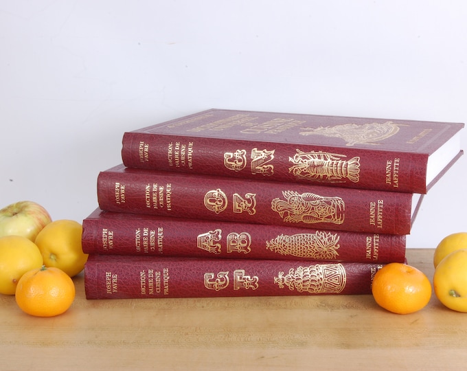 SET OF 4 Vintage French Language Culinary Books - "Dictionnaire Universel de Cuisine Pratique." As Found.
