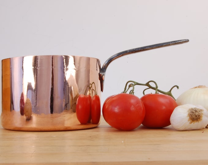 Antique 7" Benham & Froud Pan, NEW TIN, English Saucepan, 6-3/4"x4-7/8"-13", 2lb-14oz, HISTORIC Copper Cookware
