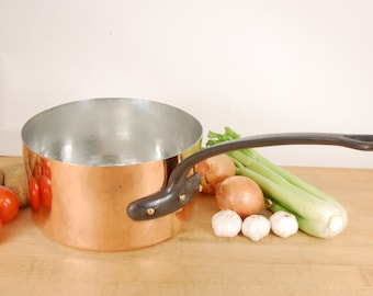 Large Retinned Copper Pan: Hammered Finish, Ready to Use