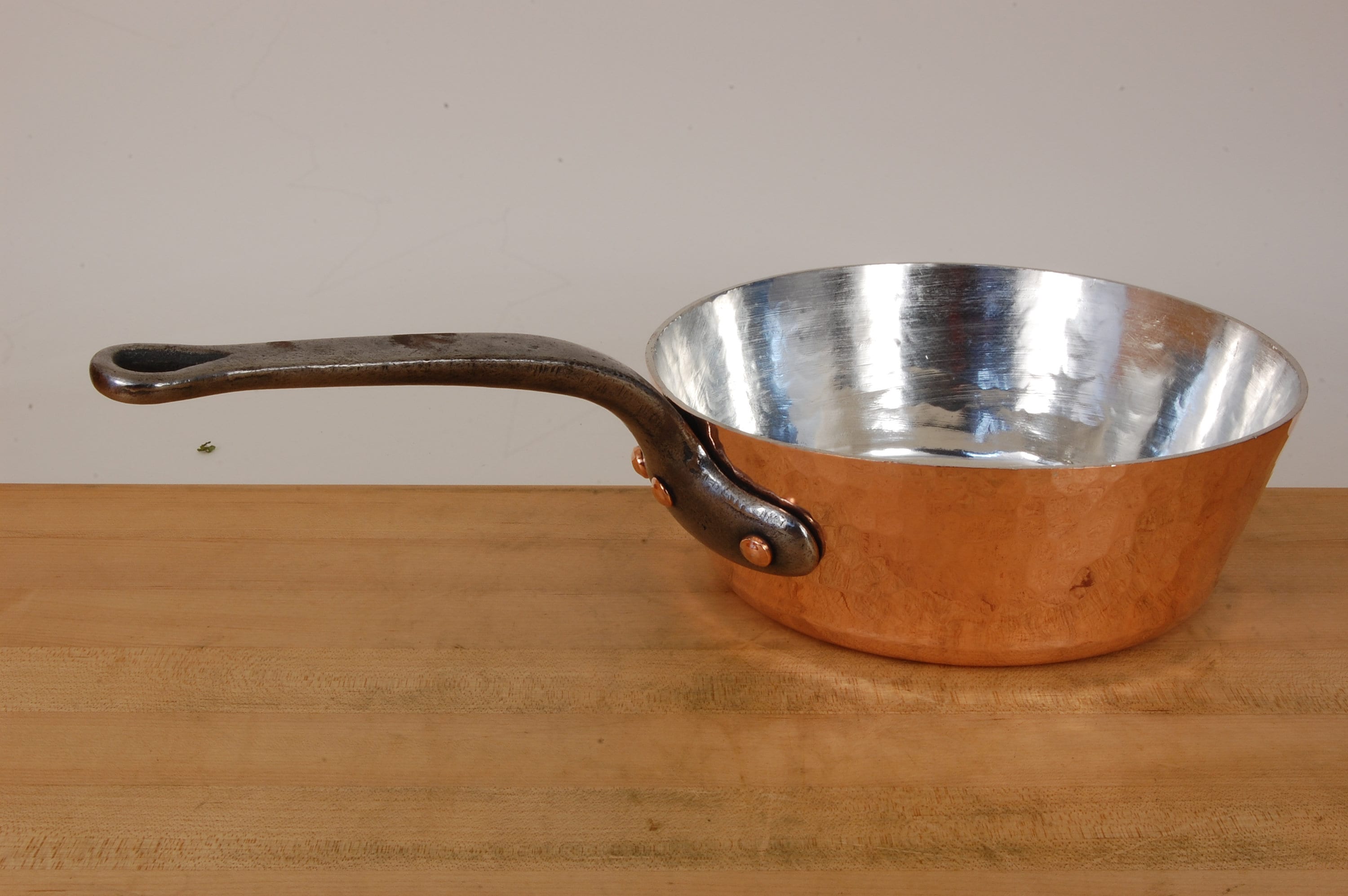 French Farmhouse Vintage Solid Hammered Copper Sauce Pot, Lamalle