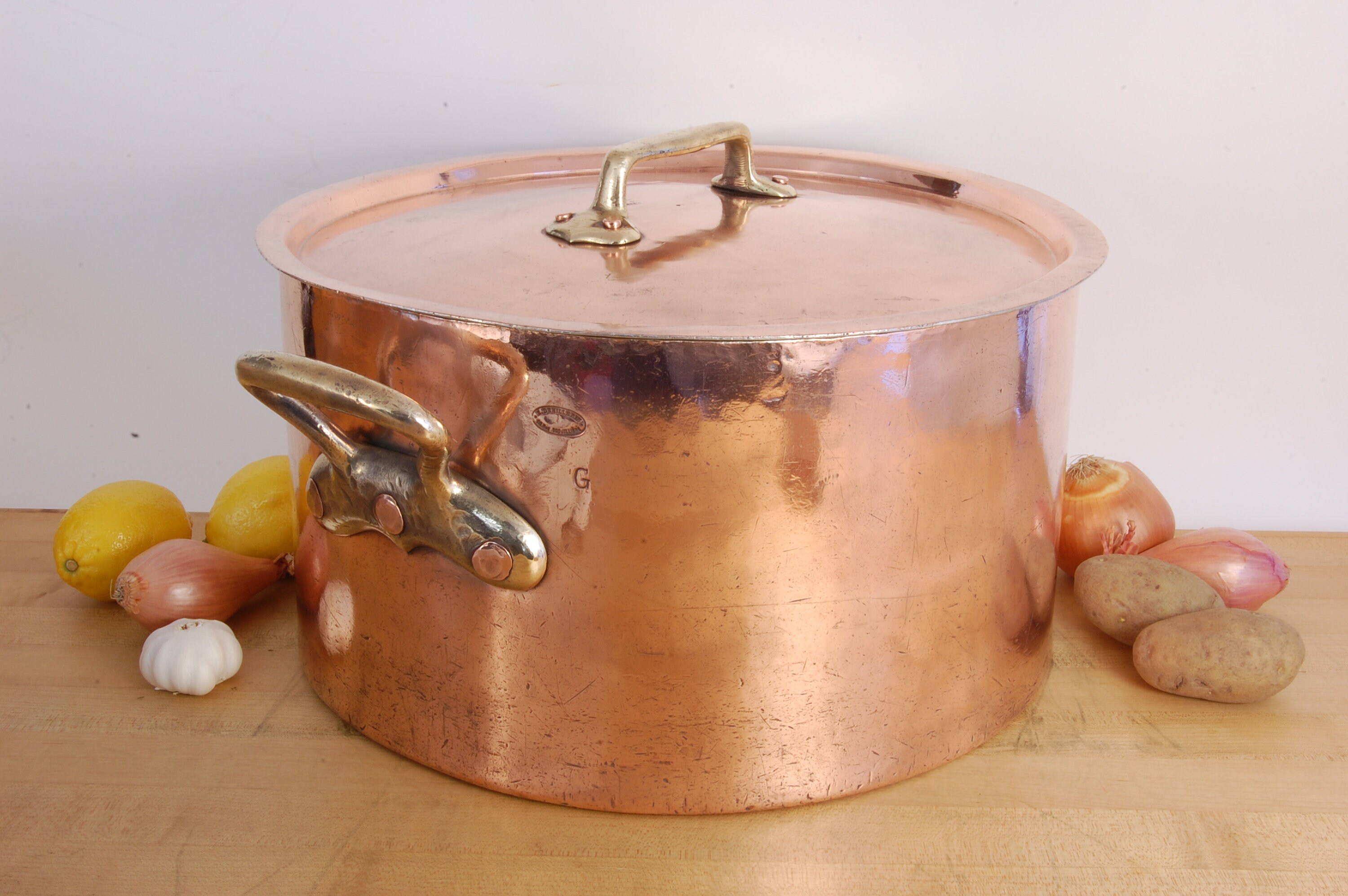 34lb. 7oz. E. Dehillerin NEW TIN 153/4 Stock/Stew Pot with Hammered