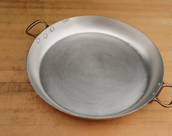 HUGE 16" BRIDGE Stamped Vintage Copper Roasting Pan. 7 pounds! Ready to use in your kitchen! 1.9mm, 7lb. 1oz. Made in France.