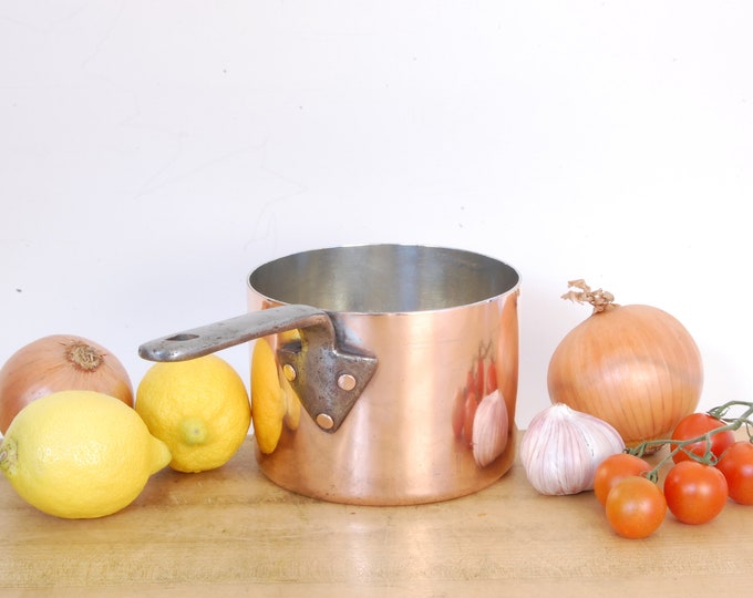 NEW TIN A&N CSL Vintage Copper 5-3/8" Saucepan. 1.8-1.9mm, 1lb. 4oz. We carry vintage and antique copper cookware.