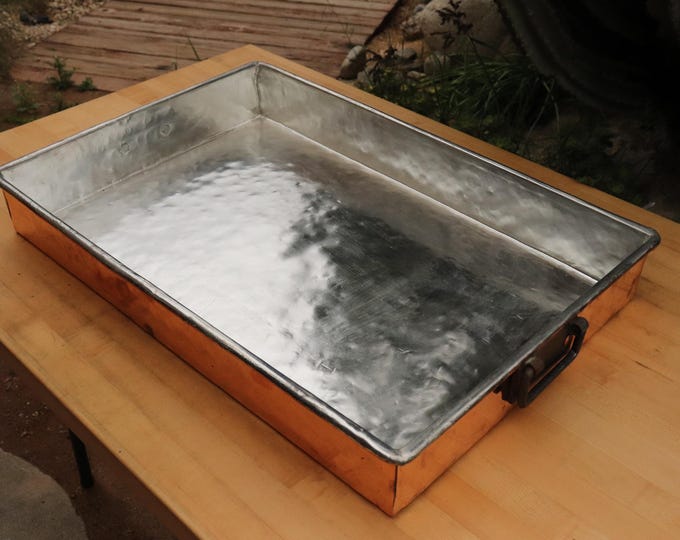 25lb.  Copper Roasting Pan. Antique.  30-1/2" x 20-3/4" NEW TIN Ready to use in your kitchen!