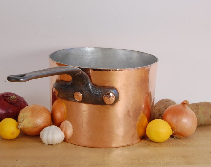 10-1/8" NEW TIN Saucepan. 8lb. 7oz., 2.5mm. Stamped Initials. Repaired & ready to use in your kitchen!