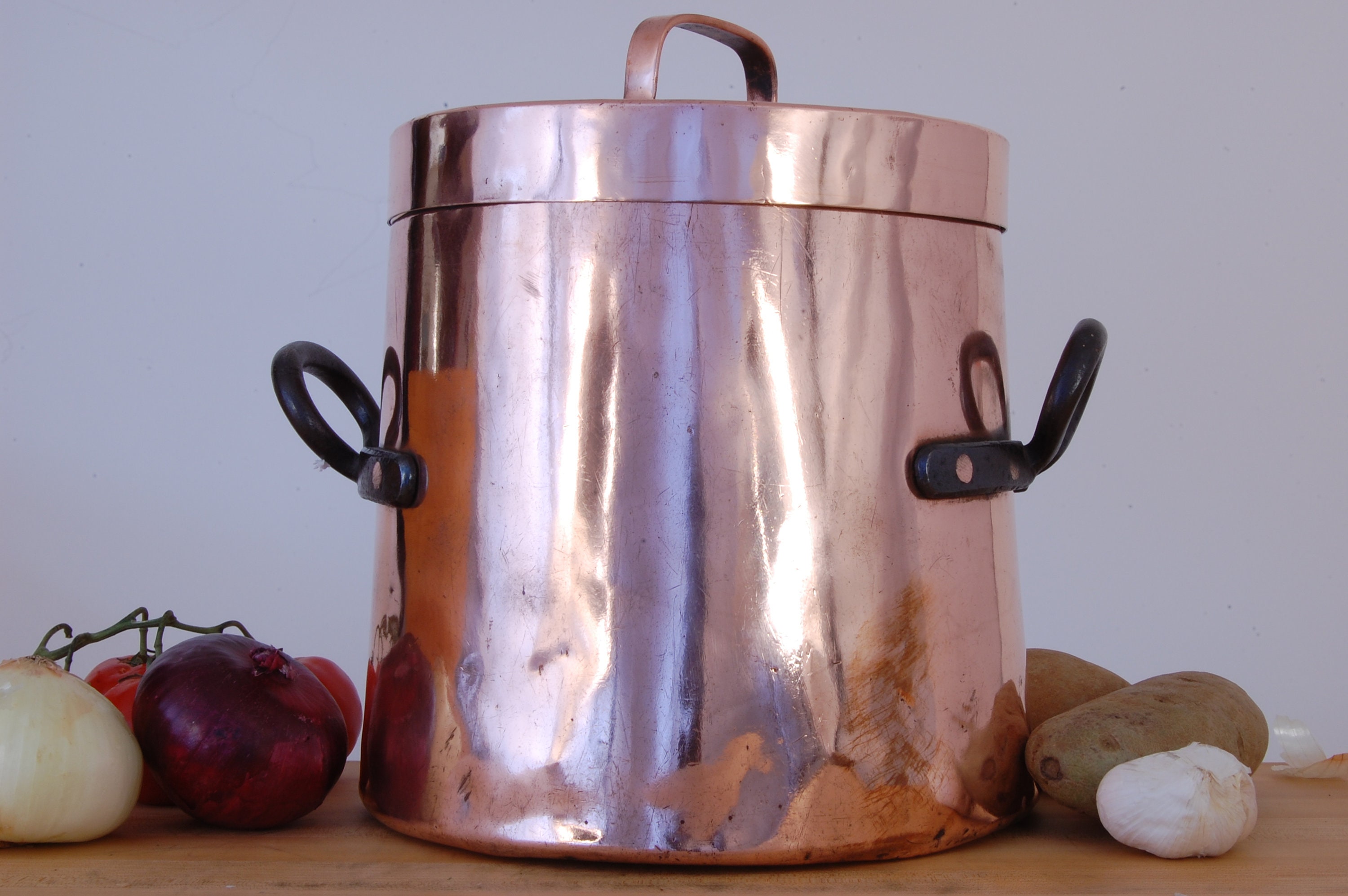 NEW TIN Stock Pot 8lb 12oz. French Cookware. Dovetailed. Beautiful Hand  Hammered Hand Made Pan. 1800s. Vintage Antique Copper Pot.