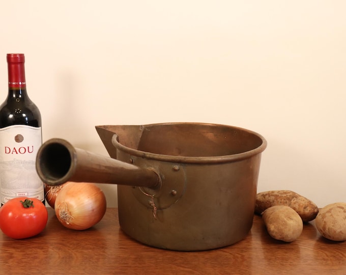1850's JS Cropley Philadelphia Stamped Vintage 12-3/4" Copper Sugar Pan. As Found. 4lb. 15oz. American Made.