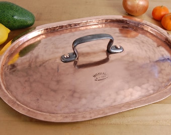 Vintage Hammered Copper Saucepan Lid - Mutual NY Stamped (16-3/4")