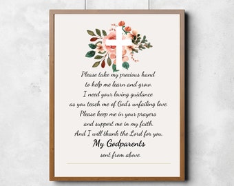 Godparents Thank you Gift|Godparents Gift|Godparents Poem|Godparents Prayer| Godparent Print| Godparent Gift| Baptism Gift|digital file