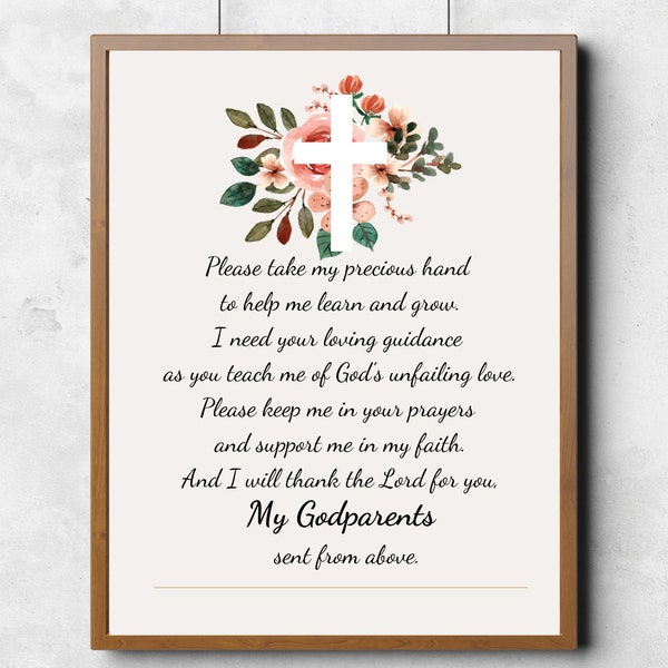 Godparents Thank you Gift|Godparents Gift|Godparents Poem|Godparents Prayer| Godparent Print| Godparent Gift| Baptism Gift|digital file