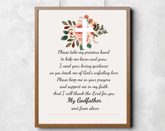 Godfather Thank you Gift|Godfather Gift|Godfather Prayer|Godfather Poem| Christening Print| Christening Gift| Baptism Gift|digital print