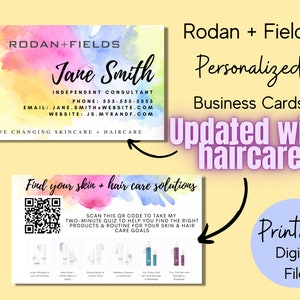 Rodan and Fields Business Card Digital Business Card Printable Customized Business Card watercolor Rodan Fields DIY skincare image 1