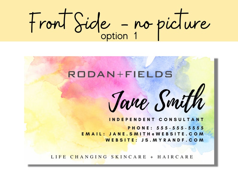 Rodan and Fields Business Card Digital Business Card Printable Customized Business Card watercolor Rodan Fields DIY skincare image 2