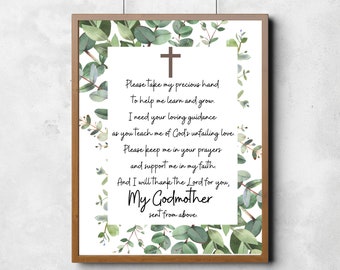 Godmother Thank you Gift|Godmother Gift|Godmother Prayer|Godmother Poem| Godmother Print| Godparent Gift| Baptism Gift|digital|IVY|Green