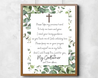 Godfather Thank you Gift|Godfather Gift|Godfather Prayer|Godfather Poem| Godfather Print| Godparent Gift| Baptism Gift|digital|IVY|Green