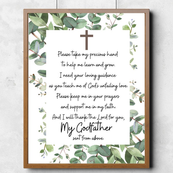 Godfather Thank you Gift|Godfather Gift|Godfather Prayer|Godfather Poem| Godfather Print| Godparent Gift| Baptism Gift|digital|IVY|Green