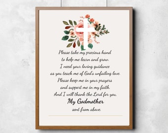 Godmother Thank you Gift|Godmother Gift|Godmother Prayer|Godmother Poem| Christening Print| Christening Gift| Baptism Gift|digital print