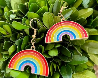 Rainbow earrings, pride earrings, enamel earrings, colorful earrings